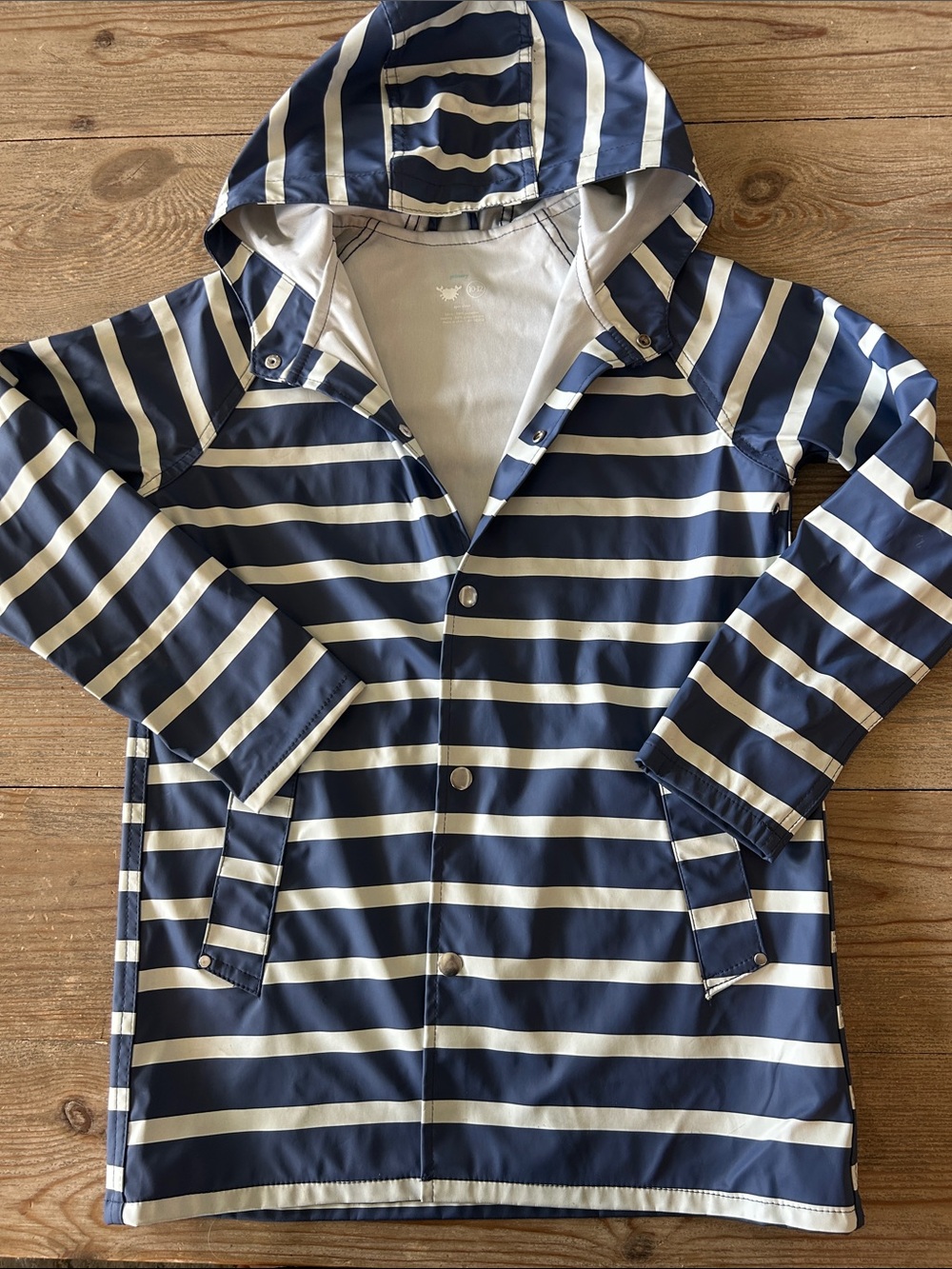 Primark Navy and White Striped Hooded Kids Raincoat